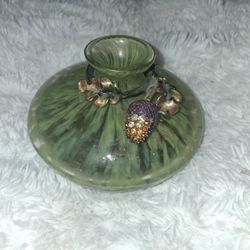 Jay Strongwater Green Gold Bud Vase with Acorn Ring.