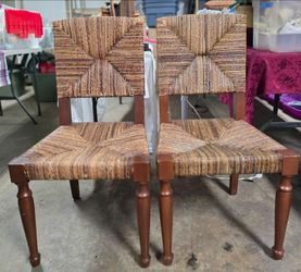 Pair of Woven Seagrass Dining Chairs