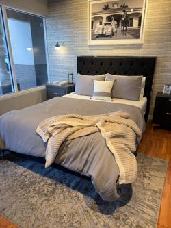 Velvet black bed frame 