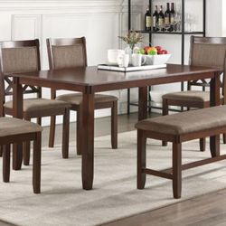 New Dining Room Set ( Dining Table , Bench And 4Dining Chairs )