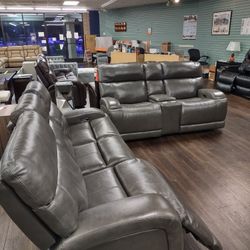 New Recliner Sofa And Loveseat With Power Recliners And Genuine Leather 