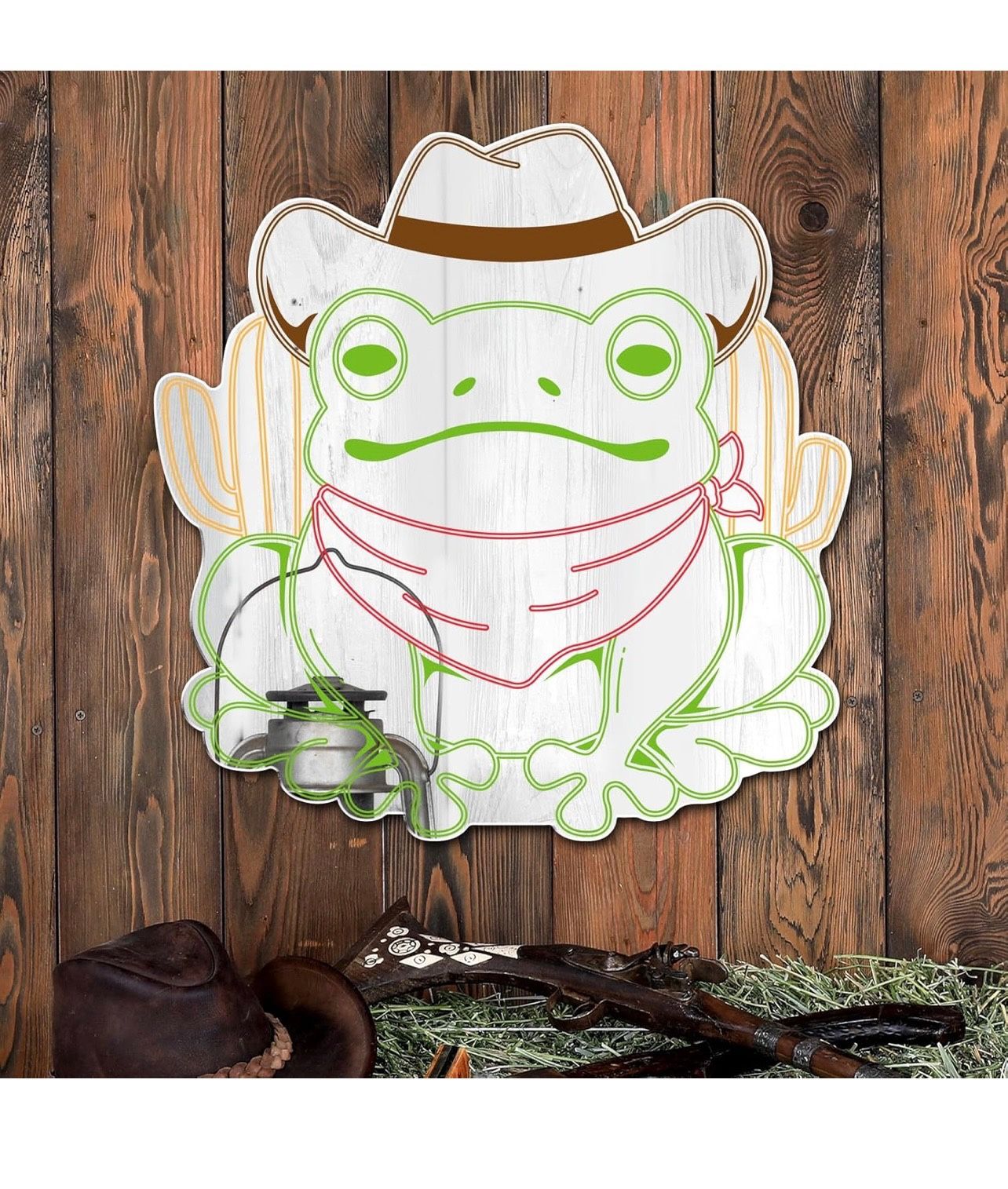 Cowboy Frog Wall Decor Playful Mirror Decoration for Playroom Bathroom Aesthetic Rooms Adhesive Acrylic Mirror Sign for Boys Man Cave Game Room Birthd