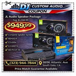 JL Audio C2 Car Speakers C2-650X 6 1/2" 2-Way & C2-690TX 6x9" 3-Way Coaxial RD400/4 4-Ch Amplifier Compelete Amp Kit Package 🚨 No Credit Needed 🚨 