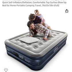 iDOO Air Mattress, Inflatable Airbed with Built-in Pump, 3 Mins Quick Self-Inflation/Deflation, Comfortable Top Surface Blow Up Bed for Home Portable 