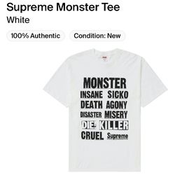 Supreme Monster WhiteT-shirt Size XL  
