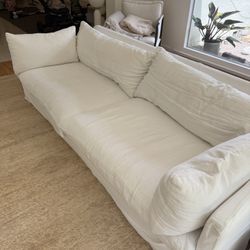 Designer Custom White Linen Couch ($5,200 Originally) 