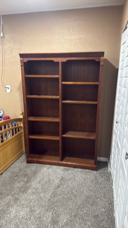 Wooden double bookcase