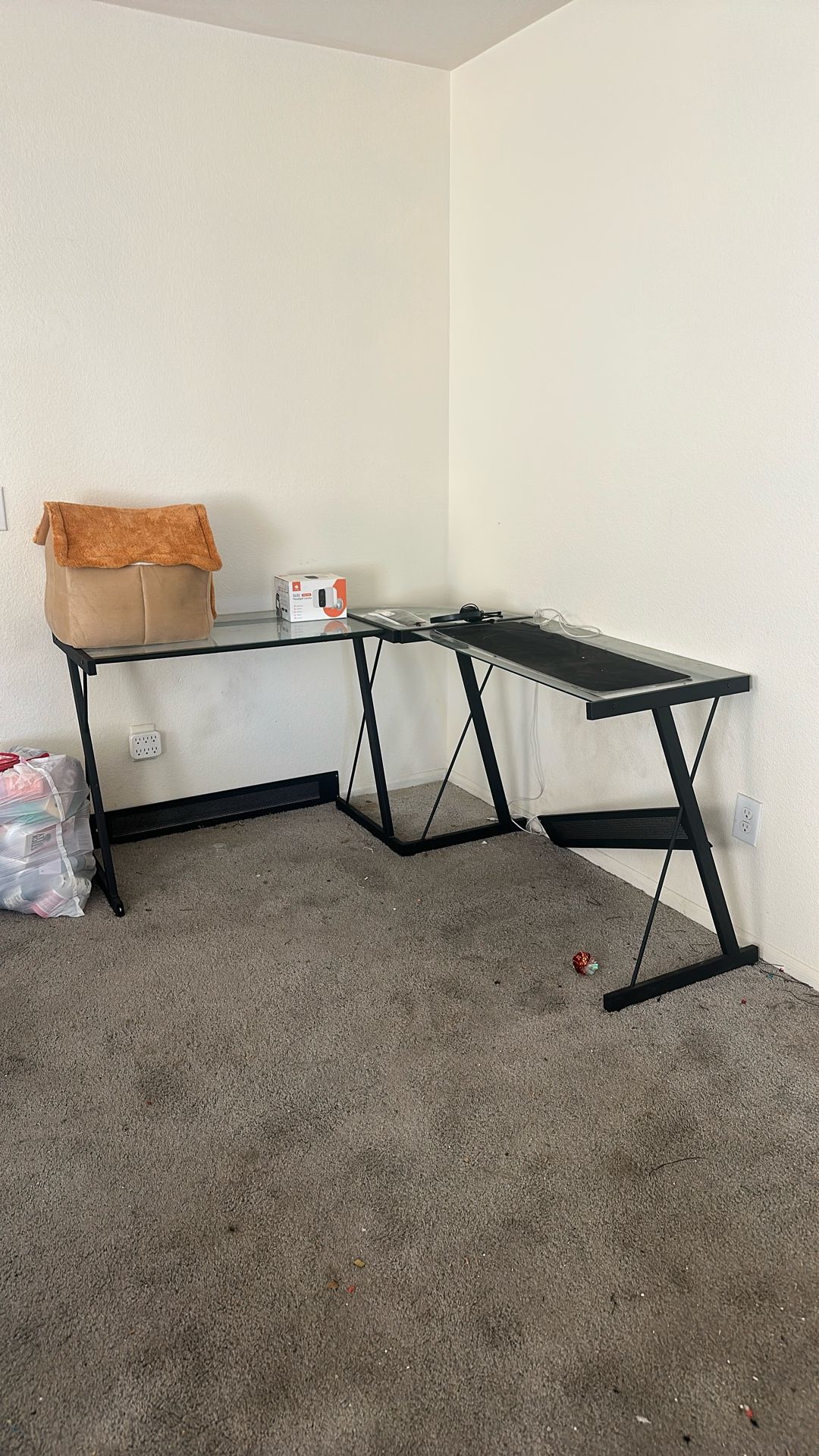 L Shaped Glass Desk