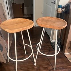 Solid wood West Elm Alden Barstools 