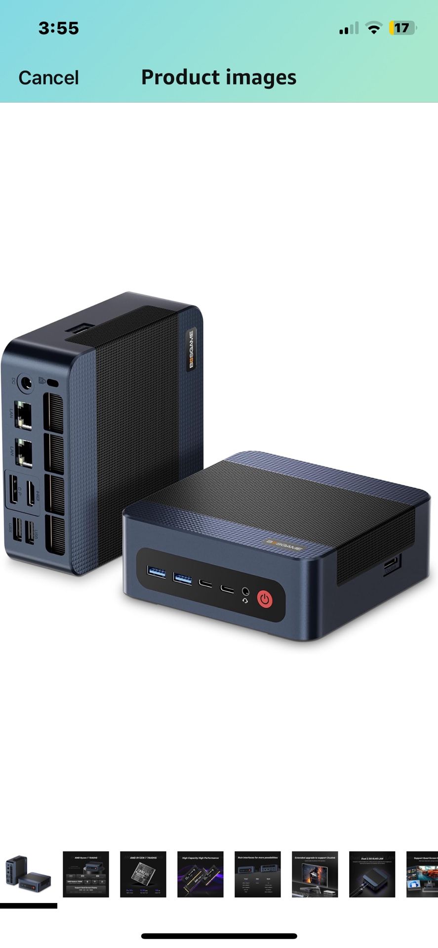 Mini PC M1 AMD Ryzen 7 7840HS Gaming Mini Desktop Computer, Radeon 780M Graphics, 32GB DDR5 1TB PCIe4.0 NVMe SSD, Quad Display, Oculink/USB 4.0/HDMI/D