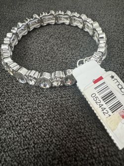 Macy's Silver-Tone Crystal Stretch Bracelet