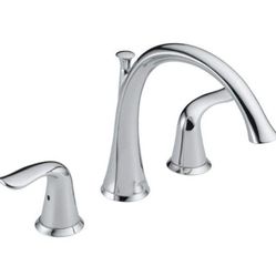 Delta Lahara 2-Handle Deck-Mount Roman Tub Faucet Trim Kit Only in Chrome (Valve Not Included)