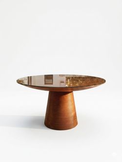 Elegant Round Dark Wood Dining Table with Protective Glass Top