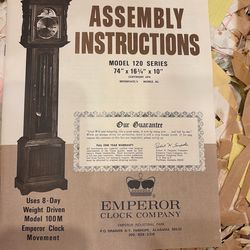 Vintage emperor grandfather clock model 120 series
