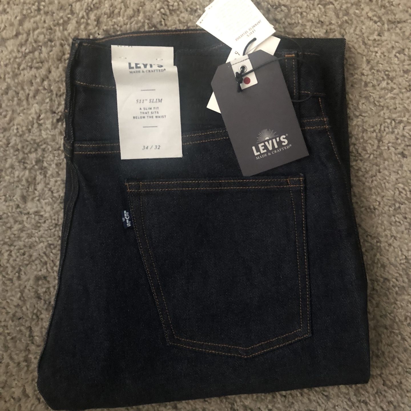Levis 511 Slim Jeans Made & Crafted Japanese Selvedge Denim 34x32 
