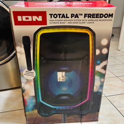 ION Total PA Freedom 650W Bluetooth Speaker System | Party PA | Wireless Mic+ LED Lights | FM Radio