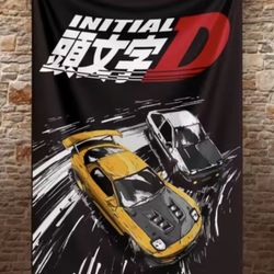 JDM Japanese Import Cars Toyota Honda Initial D Anime Banner Flag Tapestry Wall Art With Grommets New in Bag