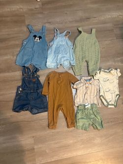 Baby Boy Mickey and Winnie the Pooh overalls bundle Clothing Bundle 8 Pieces
