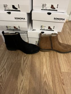 $20  HOLIDAY SALE🔥🔥. LADIES BRAND NEW BOOTS.  SUPER SUEDE.  ALL BOXED.  TAN AND BLACK.  SIZES 6.5 To 7.5.  WAS $49.99!!   HOLIDAY SALE $20 🎄🎄🎄