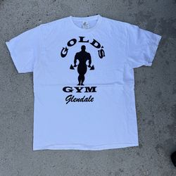White and black Gold's Gym Glendale T-shirt size Large
