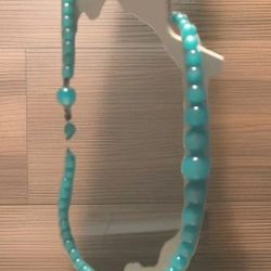 Amazonite Necklace Early 1980's,distinctive blue-green, Clasp, Frosty Look.
