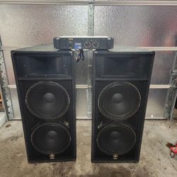 Yamaha S215V 15" Speakers And Yamaha Amplifier 