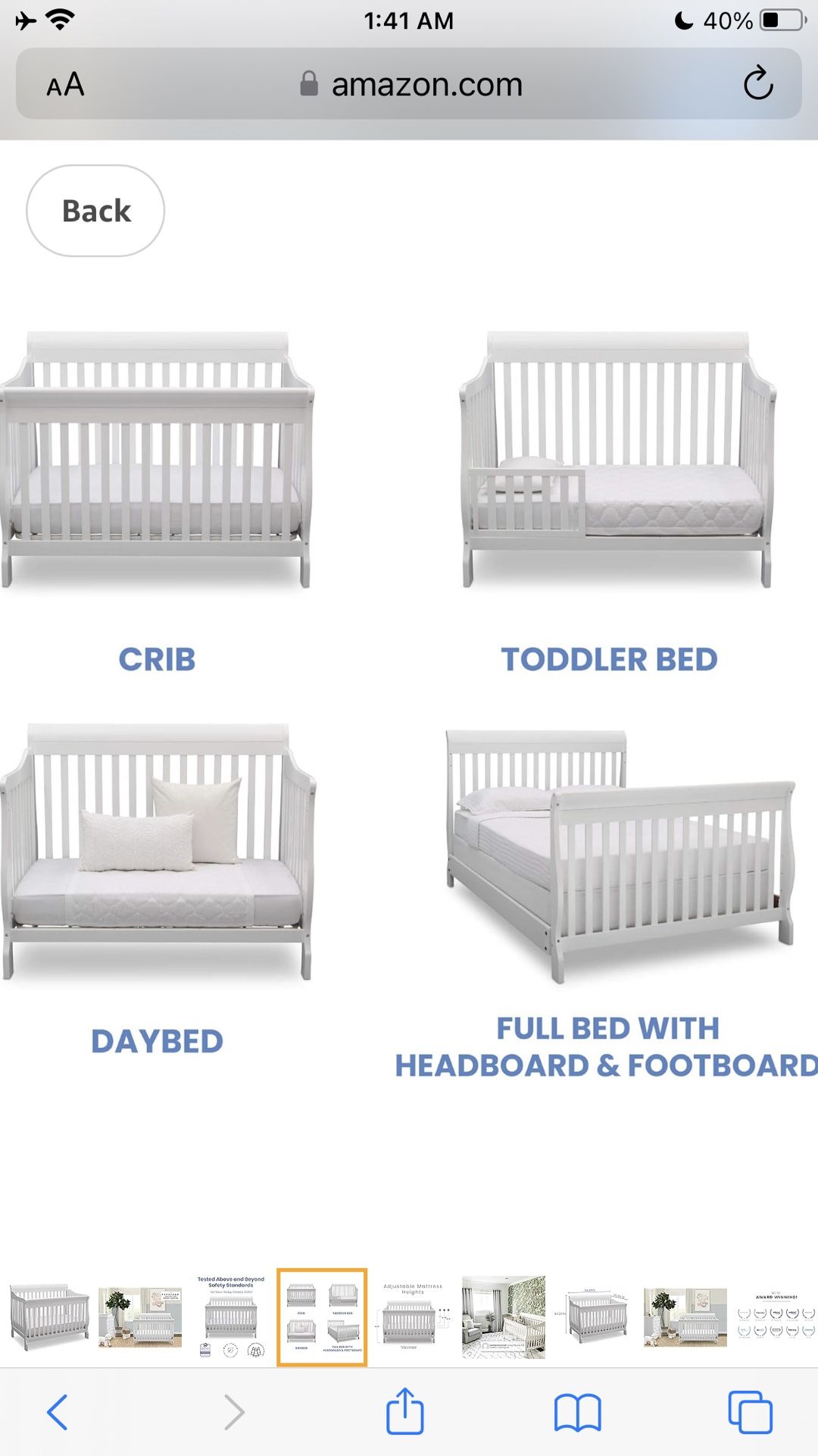 Delta Children Canton 4-in-1 Convertible Crib - Easy to Assemble, Bianca White