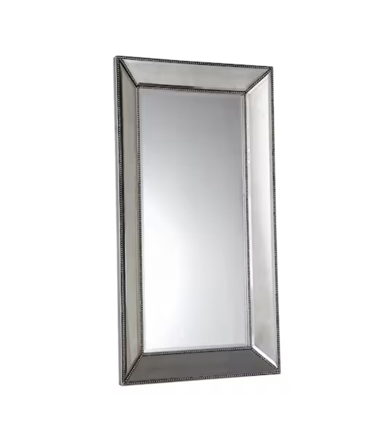 20” x 40” Large Beaded Wall Mirror in Silver