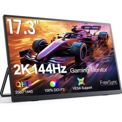 UPERFECT 2K 144Hz Portable Monitor 17.3 Inch 2560x1440P Portable Gaming Monitor 
