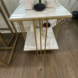 Real Marble And Metal End/side Table