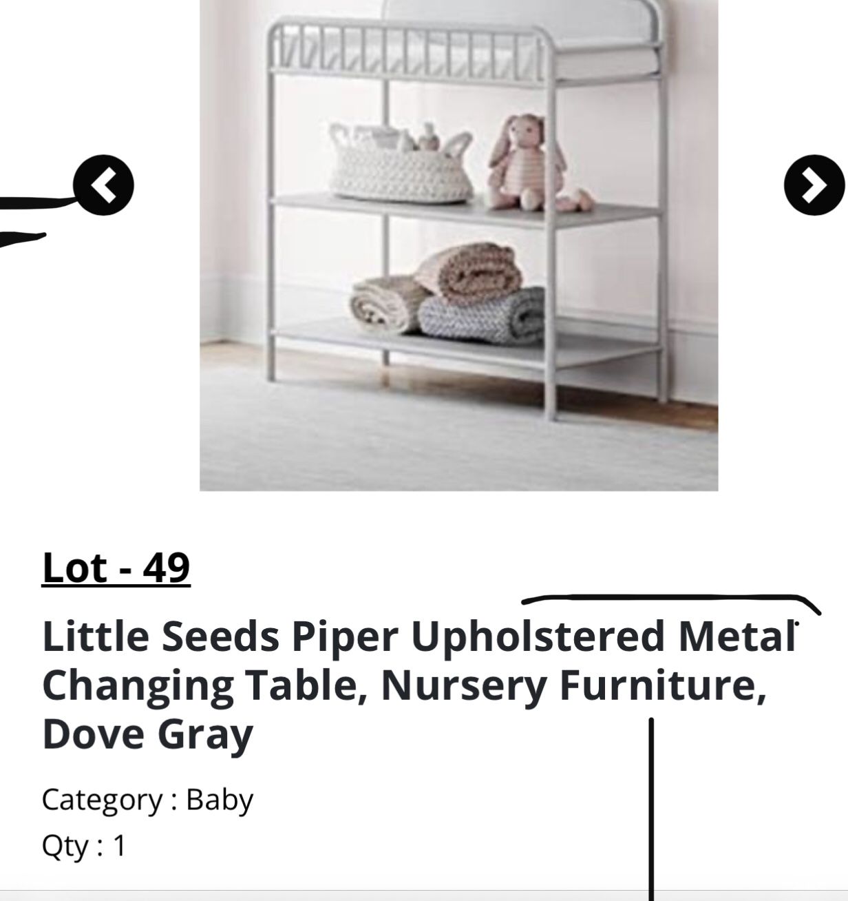 Little Seeds Piper Upholstered Metal Changing Table Nursery  Furniture,dove Gray