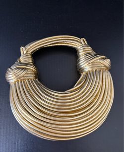 Women’s Gold Noodle Bag PU Leather Unique Crescent Handbag