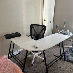 L Desk And Office Chair