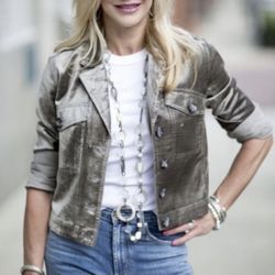 CABI NWOT Sunday Topper Velvet Jacket  Moto Style   Moto style velvet jean jacket style blazer.  Perfect year-round for layering  Pewter: slightly tau