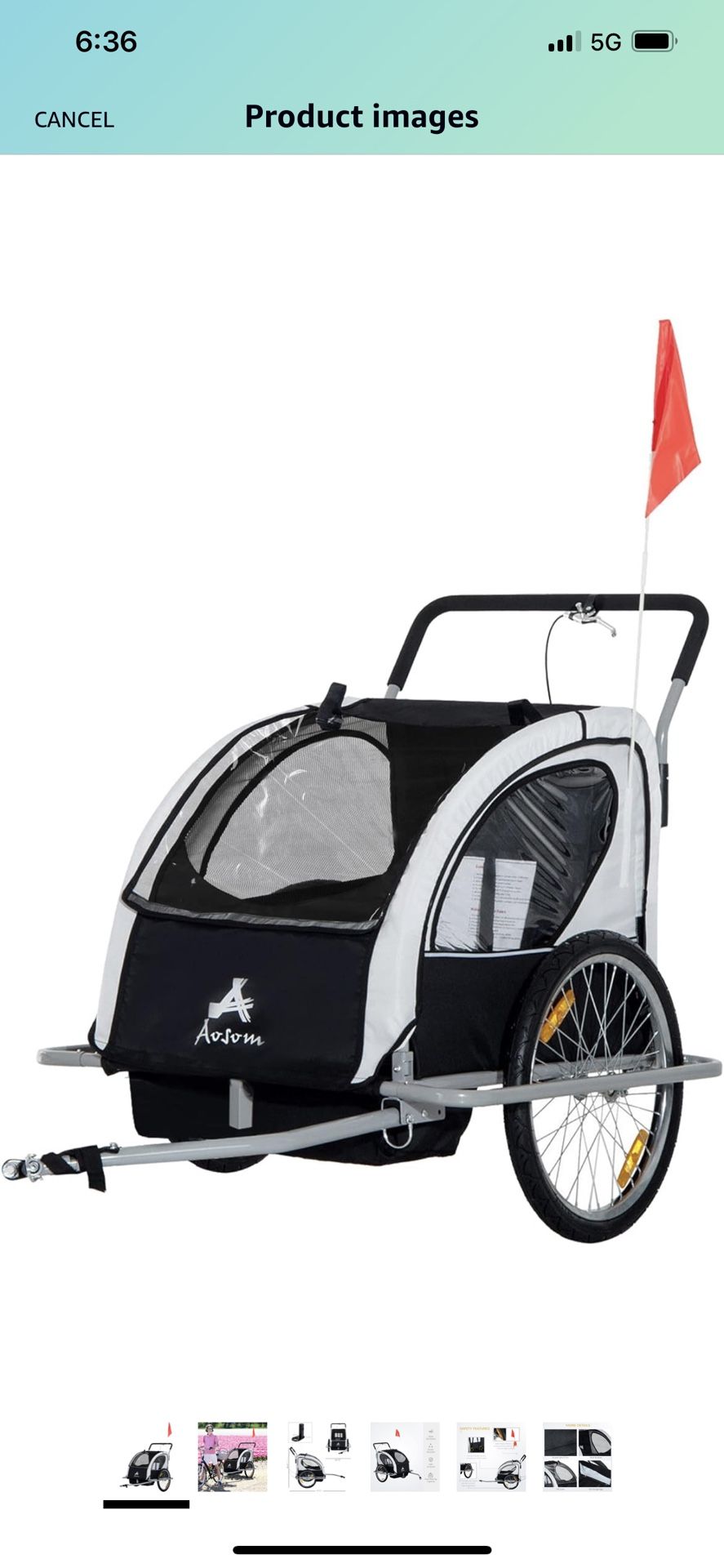 Aosom Elite Three-Wheel Bicycle Cargo Trailer