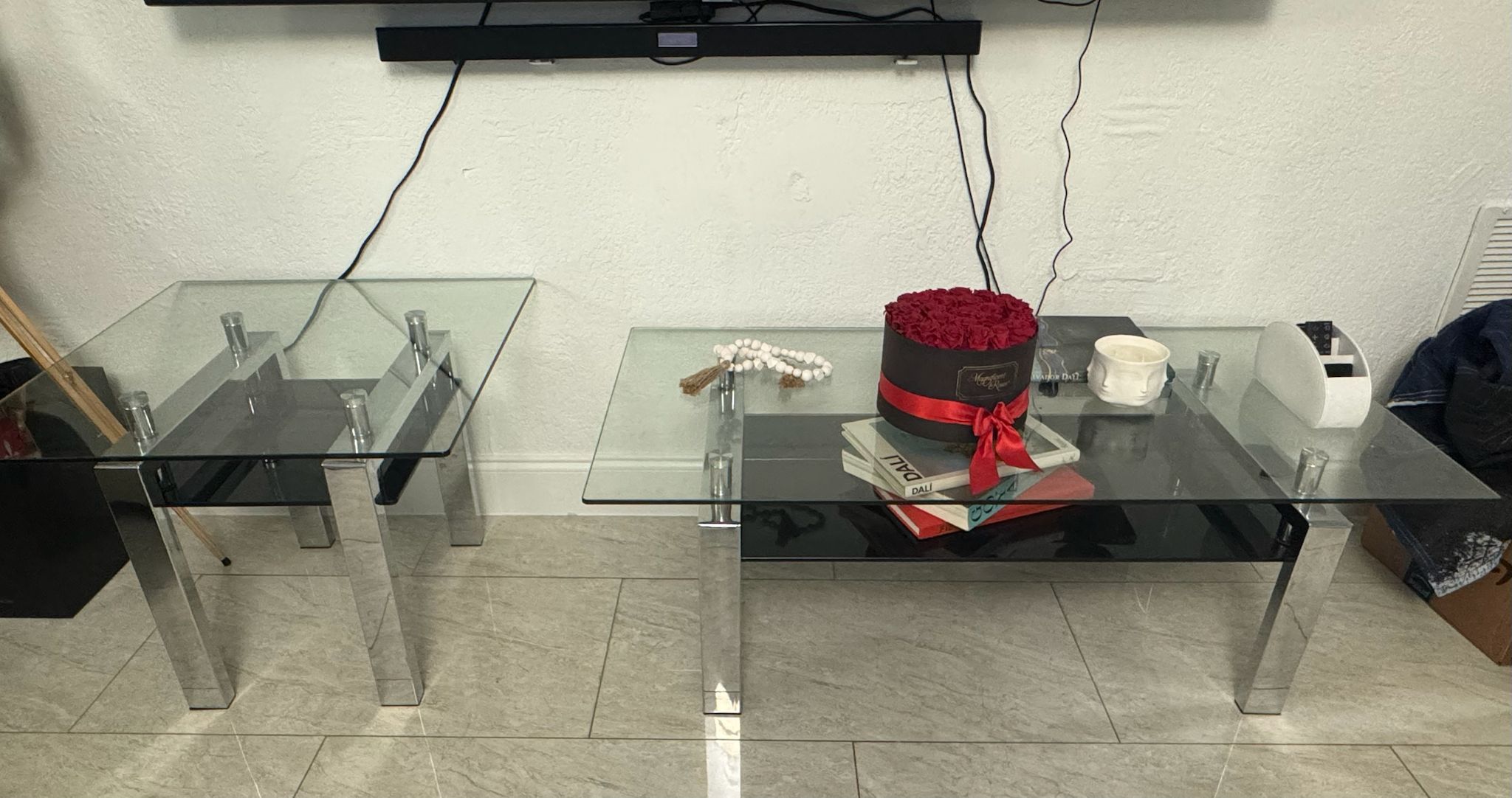 Side Table And Center Table Glass Contemporary