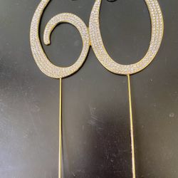 Sparkle Rhinestone “60” For Birthday Or Anniversary Cake Topper