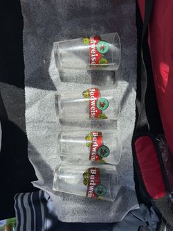 4 VINTAGE 1997 BUDWEISER PINT BEER GLASS LOUIE THE LIZARD.