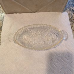 vintage Hazel Atlas clear glass oval olive dish