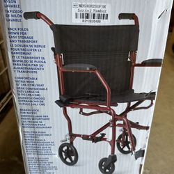 New Medline Ultralight Transport Chair Red Color Wheelchair