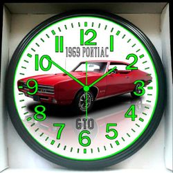 Wall Clock 1969 Pontiac GTO Garage Shop Glow In The Dark Wall Clock New!