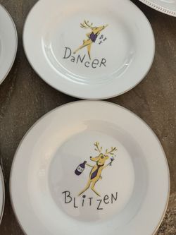 Pottery Barn, Reindeer Dessert Plates