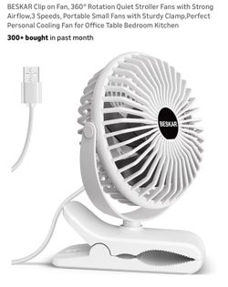 White Desk Clip Fan