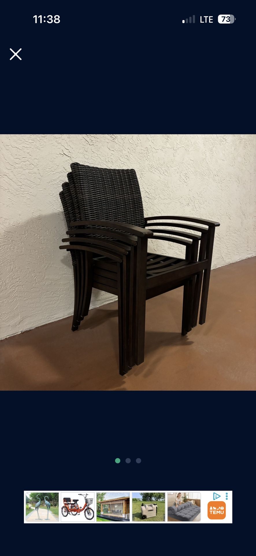 Set of 4 allen + roth Everett Manor Wicker Stackable Dark Brown Patio Aluminum Frame Stationary Dining Chairs