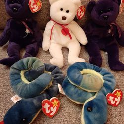 Rare Ty Beanie Babies Retired - Princess Diana & Valentino Bears- Read