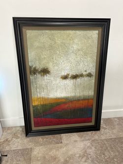 Large Framed Abstract Tree Landscape Wall Art 32" x 44" Classy Art
