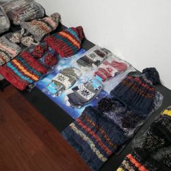 New Wander Agio Winter Warm Crocheted Hats Scarves Set Beanies Thick Wrap Wool Knit Beanie Hat & Wraps Set Pure + Free Gloves