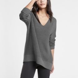 Athleta Hanover Merino Wool Blend V Neck Sweater Top | Mist Grey Sz S Loungewear