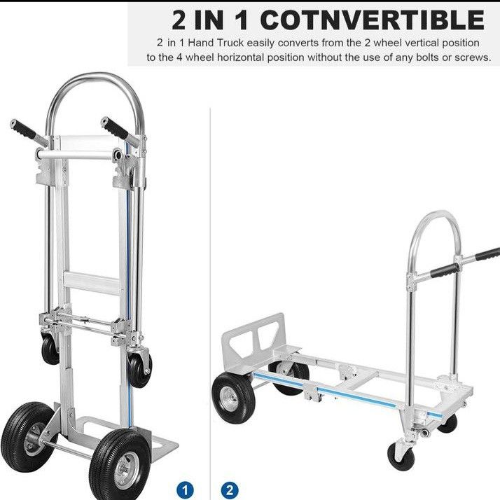 2 in 1 Heavy Duty Aluminum Hand Truck Convertible Folding Dolly