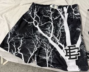Eric Emanuel New York Black & White Tree Print Mesh Shorts